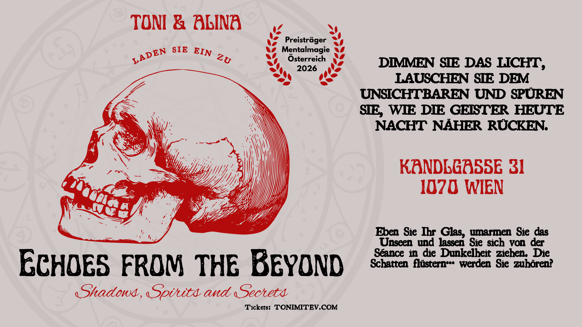 “Echoes from the Beyond” mit Toni und Alina – Magie & Art Theater