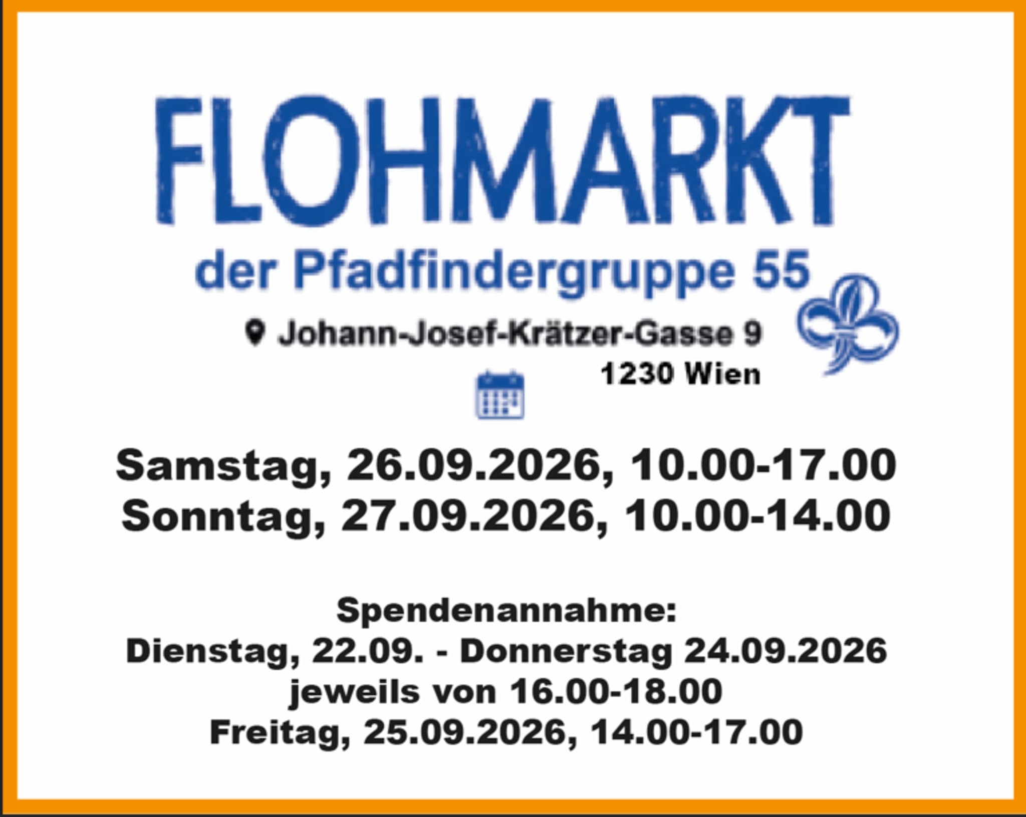 FLOHMARKT PFADFINDERGRUPPE Wien 55 – Johann-Josef-Krätzer-Gasse 9