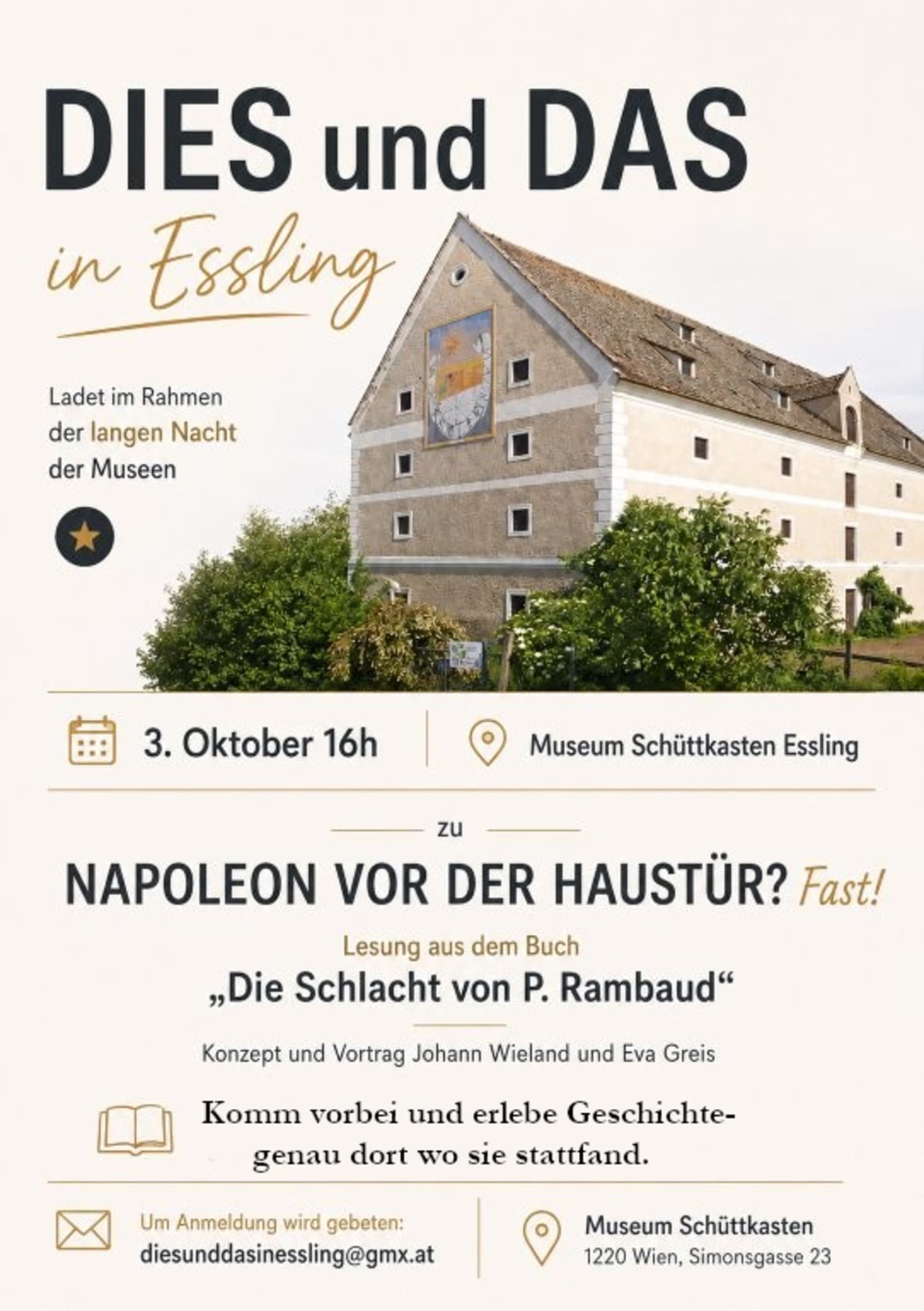 Napoleon in Essling: Zweite Lesung im Schüttkasten