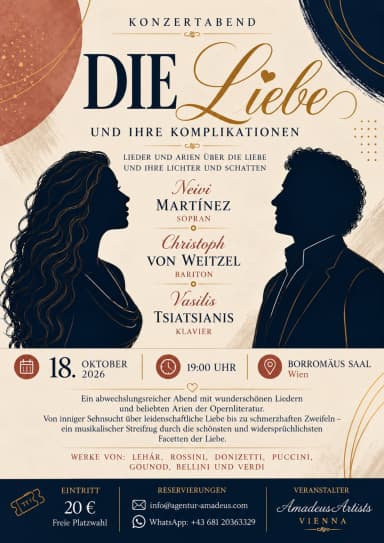 Die Liebe und ihre Komplikationen - Live-Konzerte in Borromäus-Saal, wien