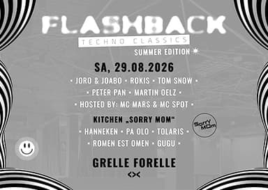 29/08 Flashback Techno Classics – Summer Edition - Clubs & Nachtleben in Grelle Forelle, wien